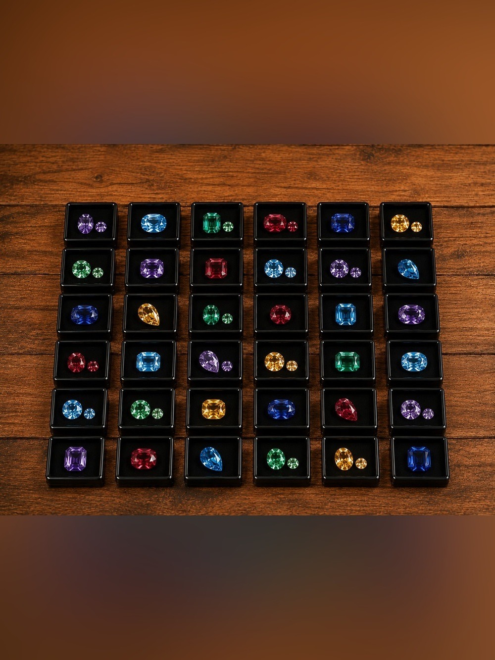SET OF 30 Black Gemstone Display Boxes Clear Lid Jewelry Loose Stone Storage